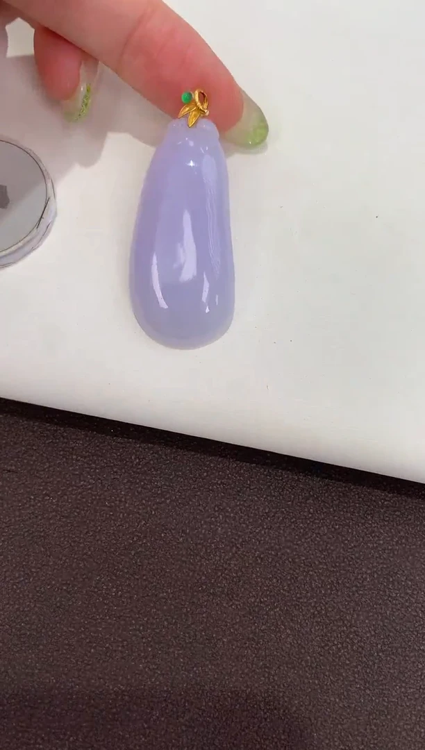 颈饰18K金镶嵌翡翠天然缅甸a货翡翠