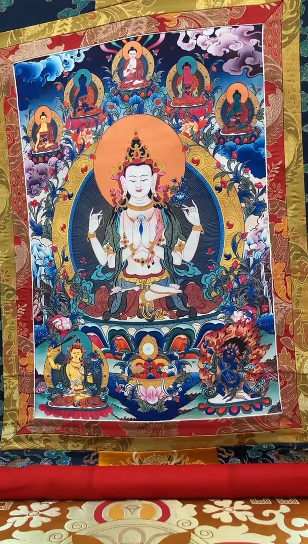 卷轴画1.3蓝色龙布  四臂