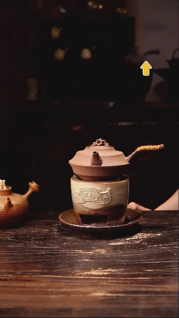 纯手工珊瑚石侧把加松风炉