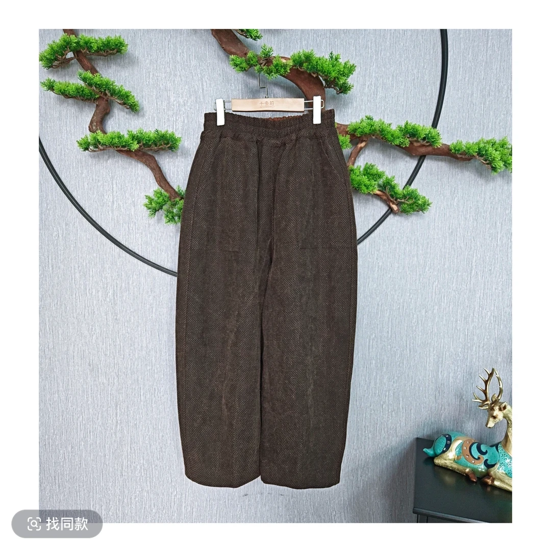 [千奈莉 ] 90姆米柞蚕丝双面穿松紧腰宽松花苞裤