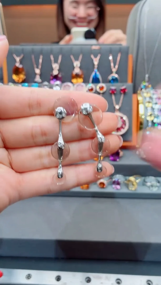 银S925镶嵌耳饰水晶水晶耳饰