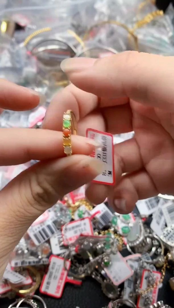 银S925镶嵌戒指翡翠天然A货缅甸翡翠