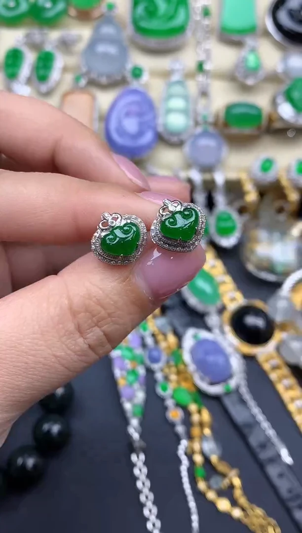【闪购商品】翡翠耳饰18K金镶嵌413-中国好珍宝
