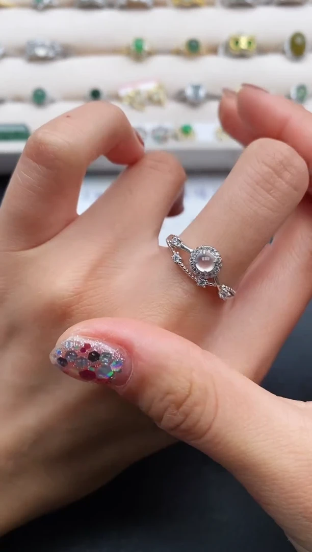 银S925镶嵌戒指翡翠缅甸天然A货翡翠333   7-1