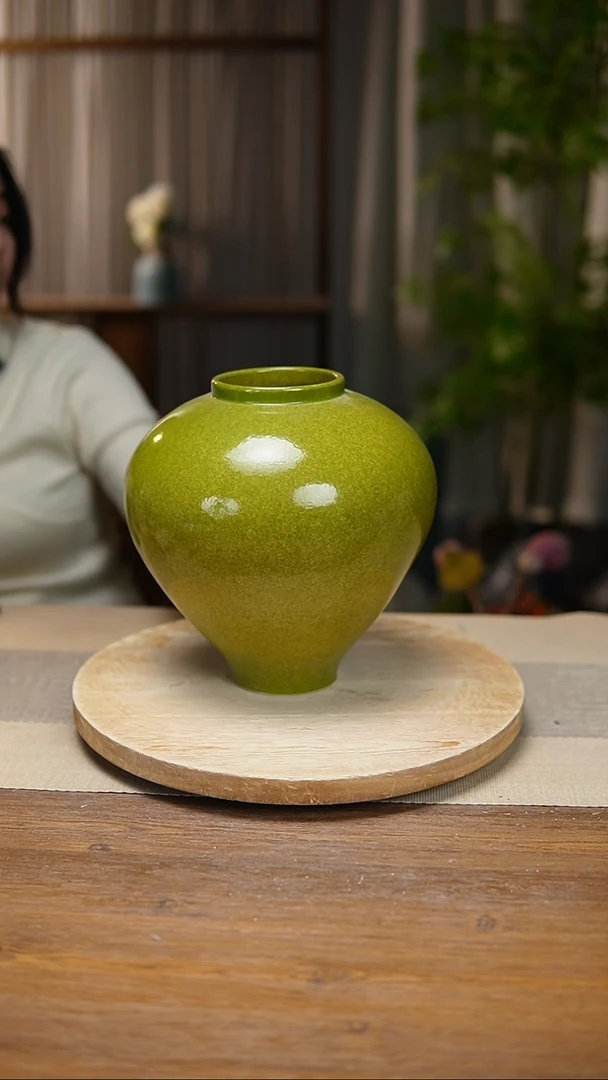 【闪购商品】陶瓷  花器柠檬绿月亮罐