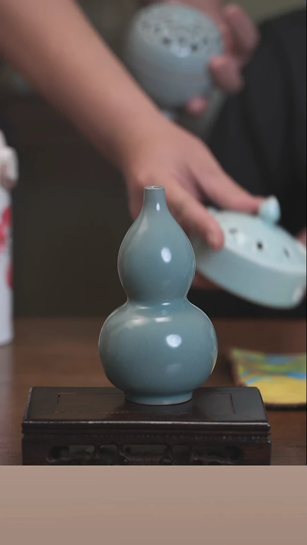 【闪购商品】清凉寺原产地仿古釉手工汝瓷葫芦摆件