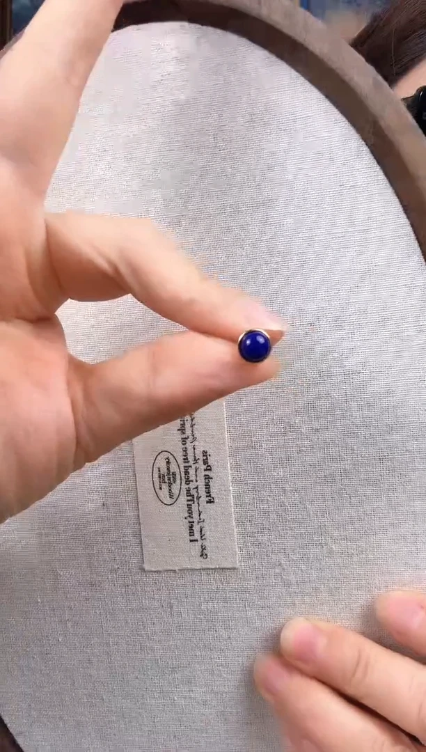 青金石银S925镶嵌耳饰纯天然青金石