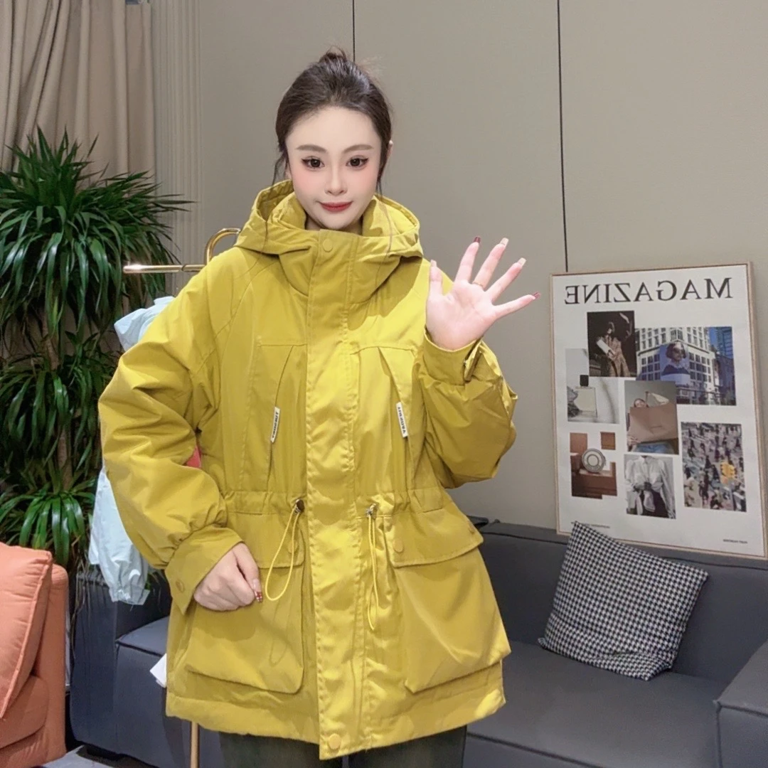 2025早春新款宽松型厚款风衣宽松工装收腰休闲百搭女装冲锋衣8166