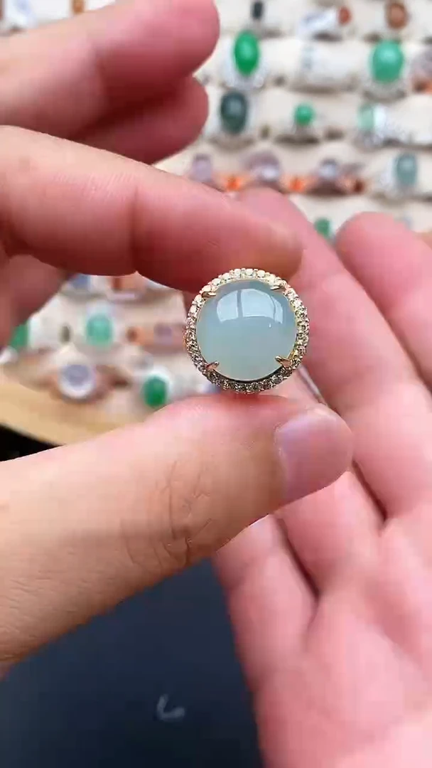 银S925镶嵌戒指翡翠天然翡翠支持复检11   4-5