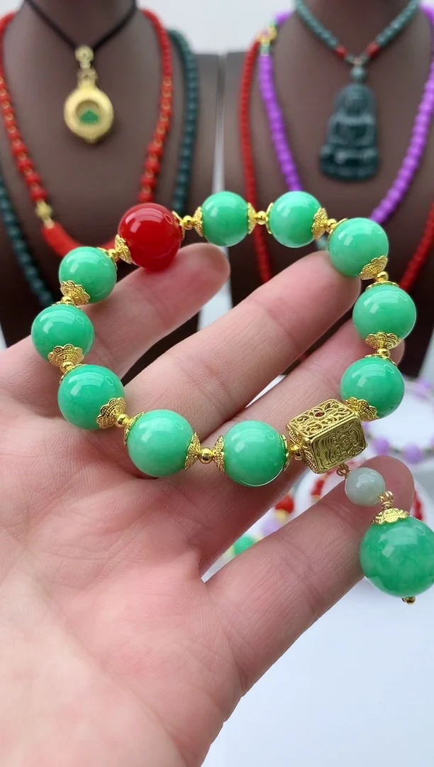 【闪购商品】翡翠手链14K金镶嵌S219手链