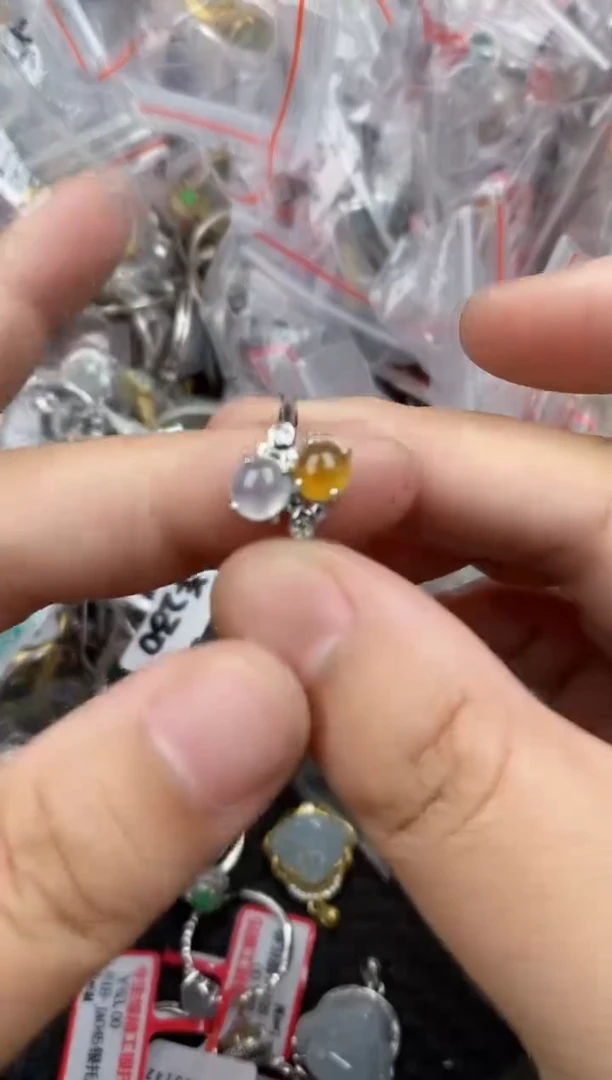 银S925镶嵌戒指翡翠12   4