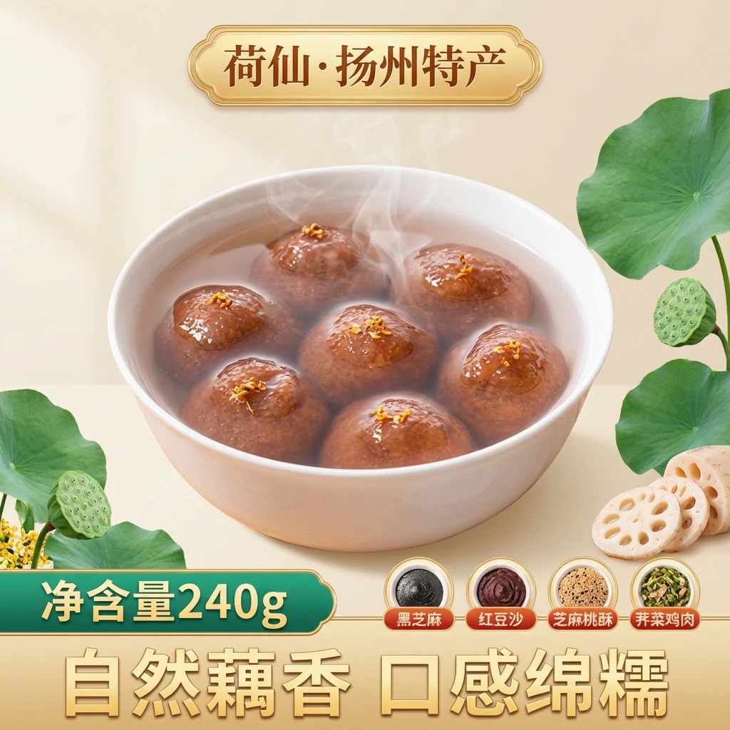 藕粉圆黑芝麻藕粉圆子汤圆元宵汤圆藕粉圆子汤圆纯藕粉建湖藕粉圆
