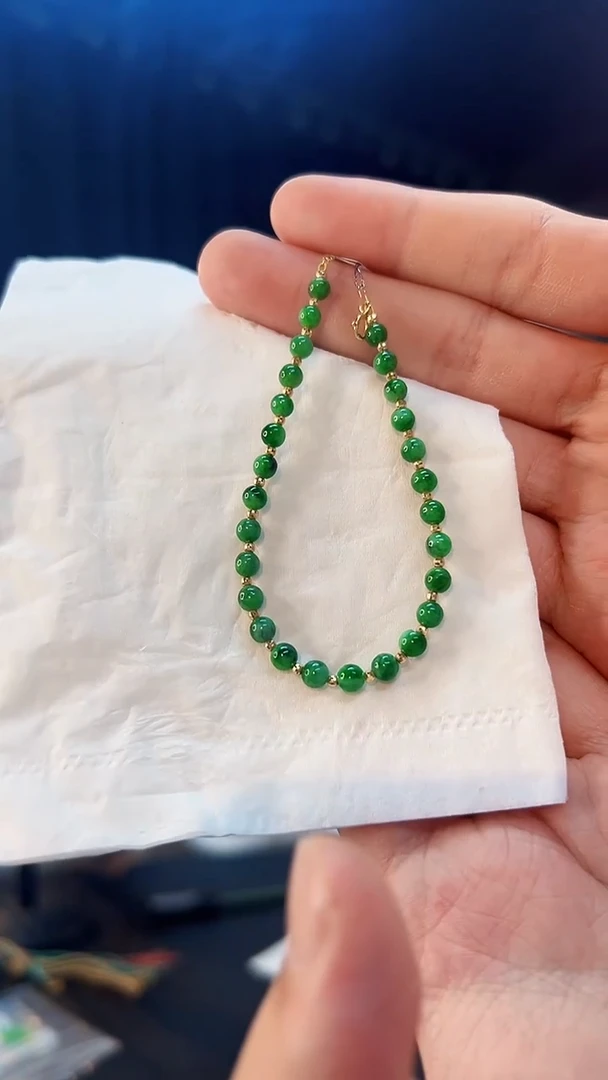 18K金镶嵌手链翡翠缅料A货/支持复检/一件