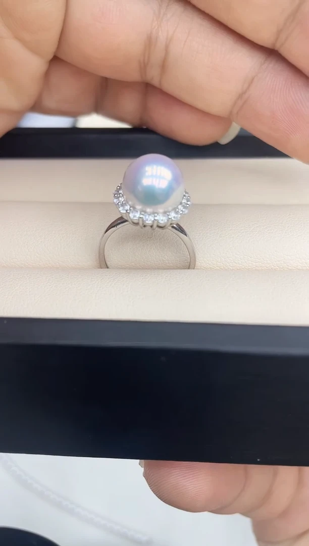 【闪购商品】淡水珍珠戒指银S925镶嵌太阳花戒指