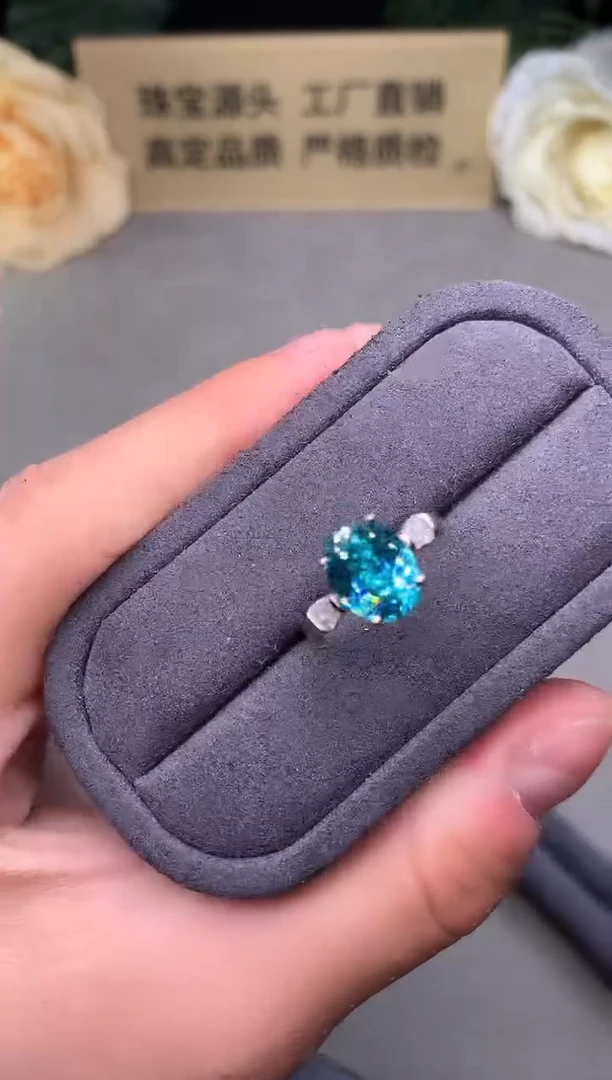 银S925镶嵌戒指帕拉依巴碧玺8888