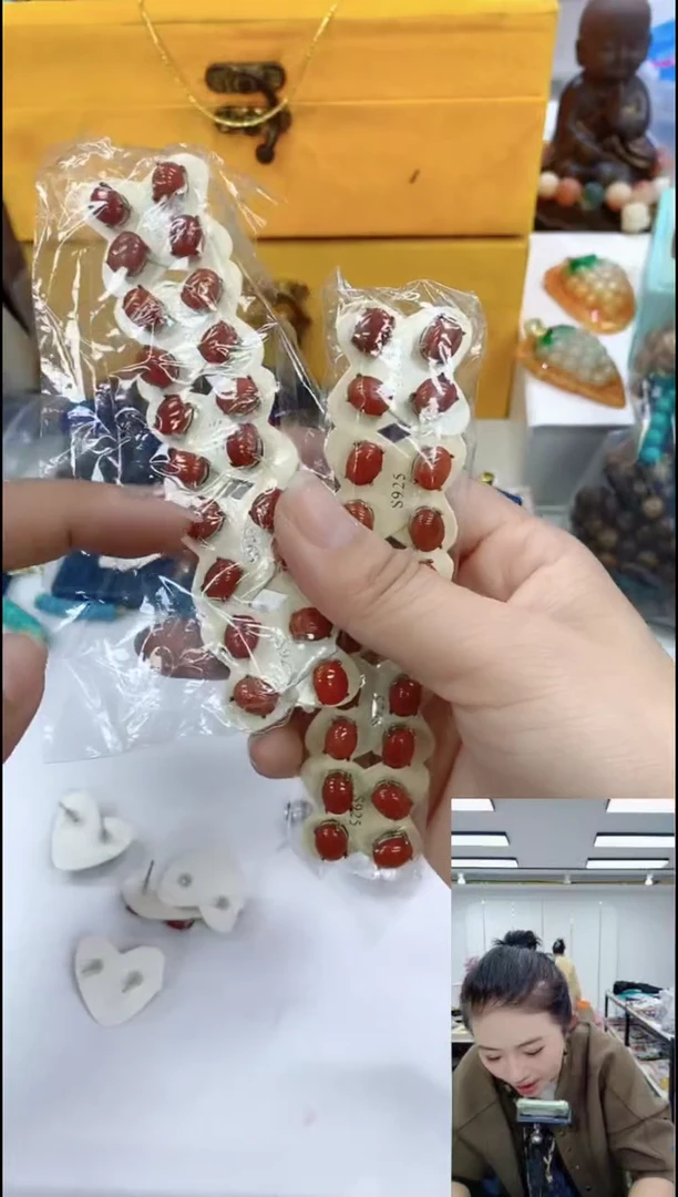 玛瑙/玉髓颈饰合金2870南红耳钉