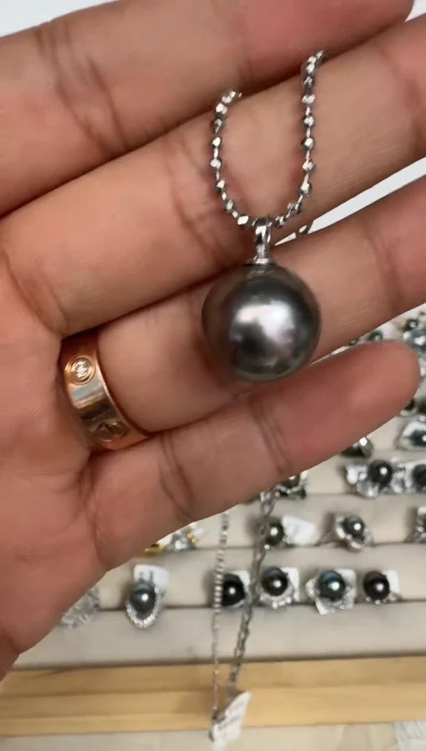 颈饰银S925镶嵌海水珍珠项链