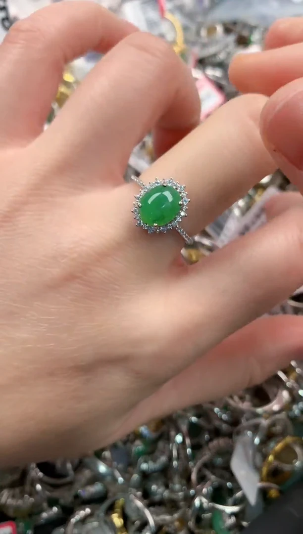 银S925镶嵌戒指翡翠111   10