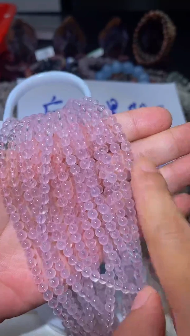水晶手链未镶嵌L2-5mm粉晶多圈-多样性发其一