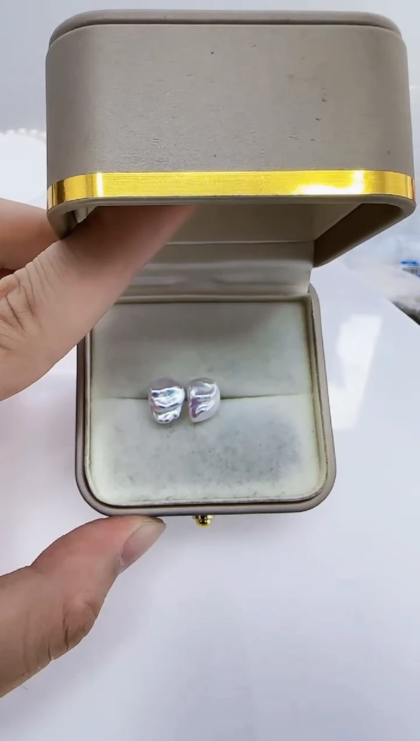 银S925镶嵌淡水珍珠DA珍珠耳饰 y155