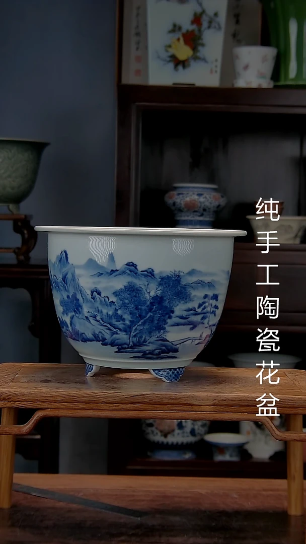 景德镇陶瓷 手工花盆