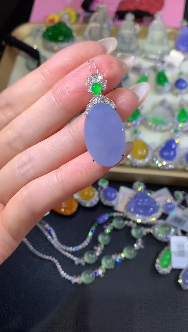 翡翠18K金镶嵌吊坠(不含链)134-圆牌