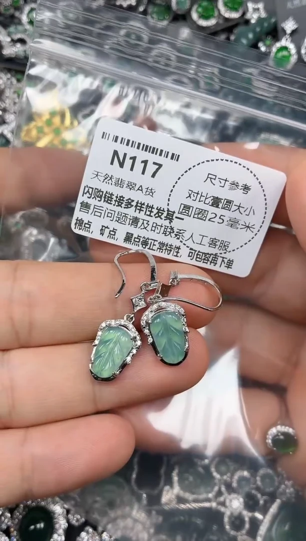 颈饰未镶嵌翡翠N117耳钩