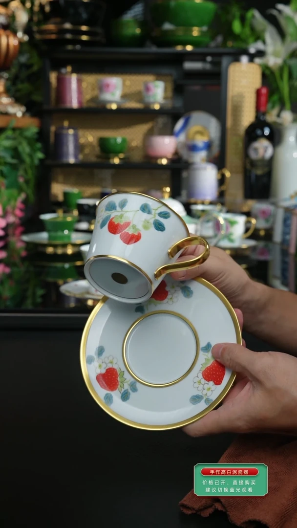 手工手绘草莓咖啡杯，，，，，