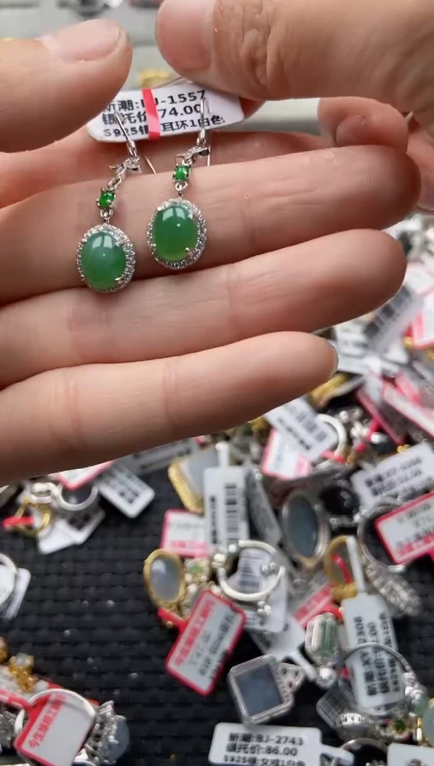 翡翠戒指银S925镶嵌4444---2