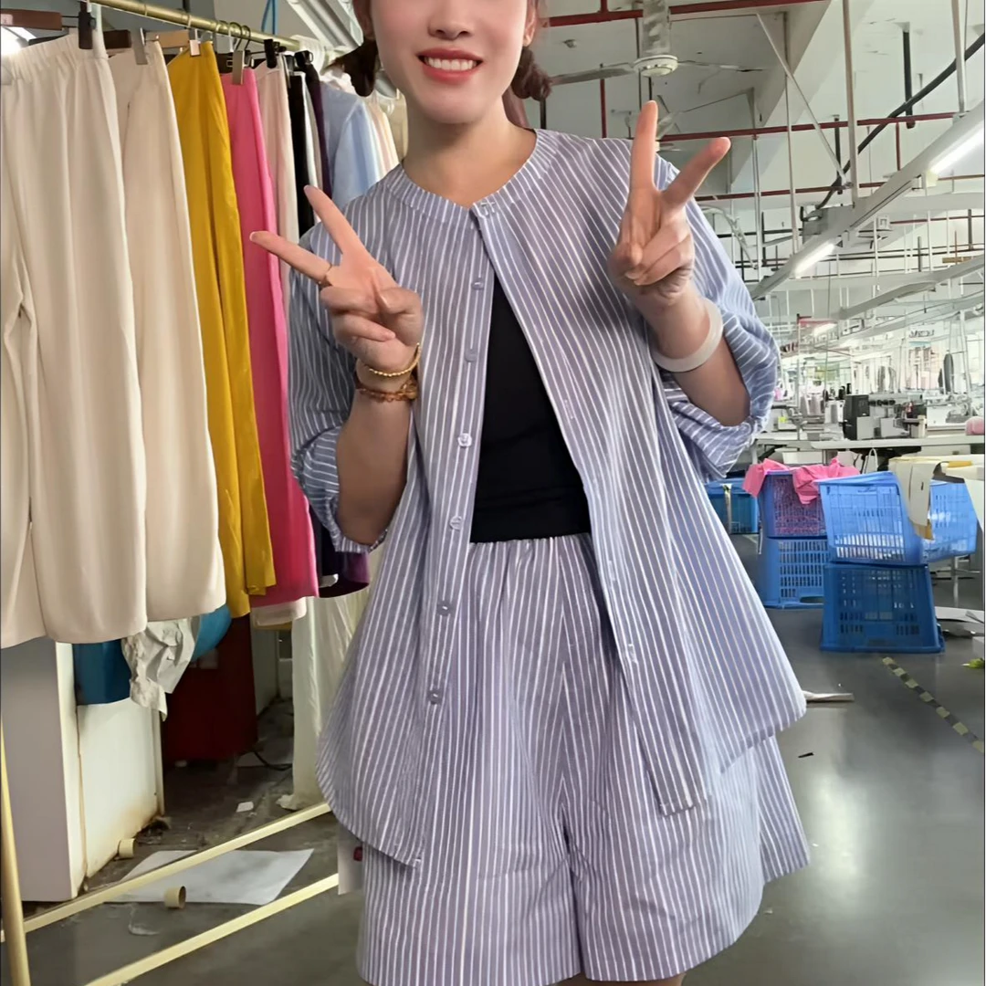 100%汉麻单件上衣休闲百搭开衫夏季防嗮条纹衬衫春夏