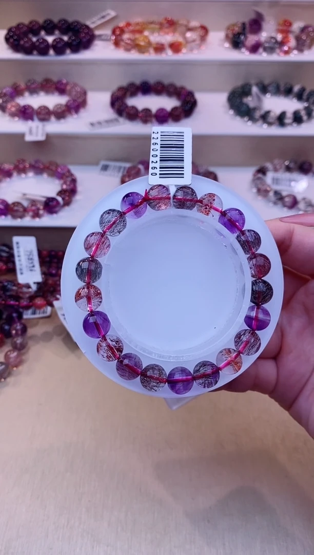 未镶嵌手链水晶黑加仑超七单圈9m+