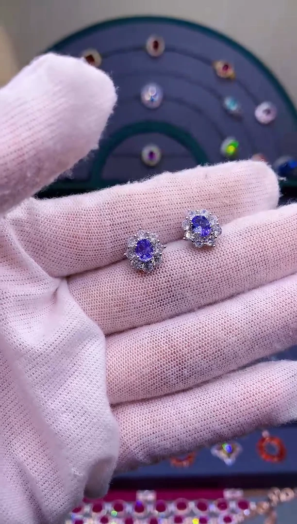 【闪购商品】坦桑石耳饰银S925镶嵌1