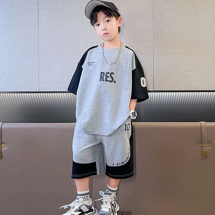 【高品质】男童夏季套装2025新款夏装中大童男孩夏款帅气时髦短袖潮