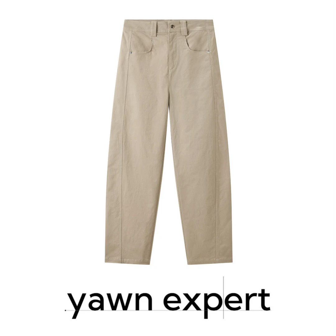 yawnexpert【牛牛自留】智感通勤简约百搭工装感三开身休闲茧型长裤