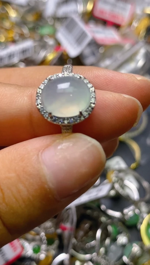 银S925镶嵌戒指翡翠百内无证书