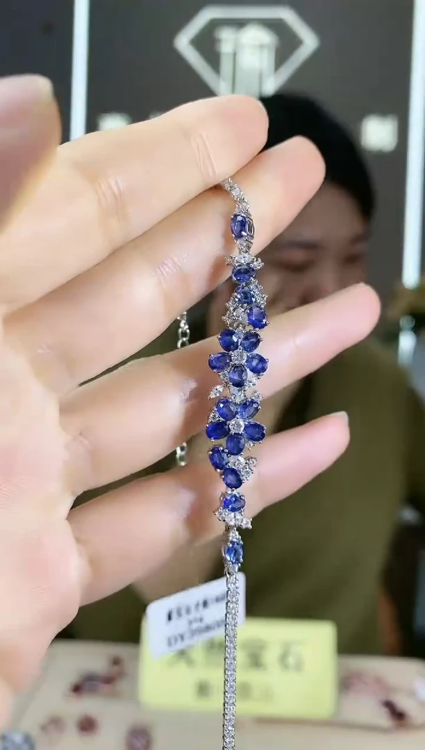 【闪购商品】蓝宝石手链银S925镶嵌手链