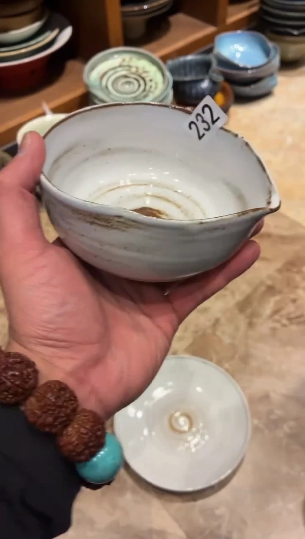 瓷片小*232白麻点单口碗1个