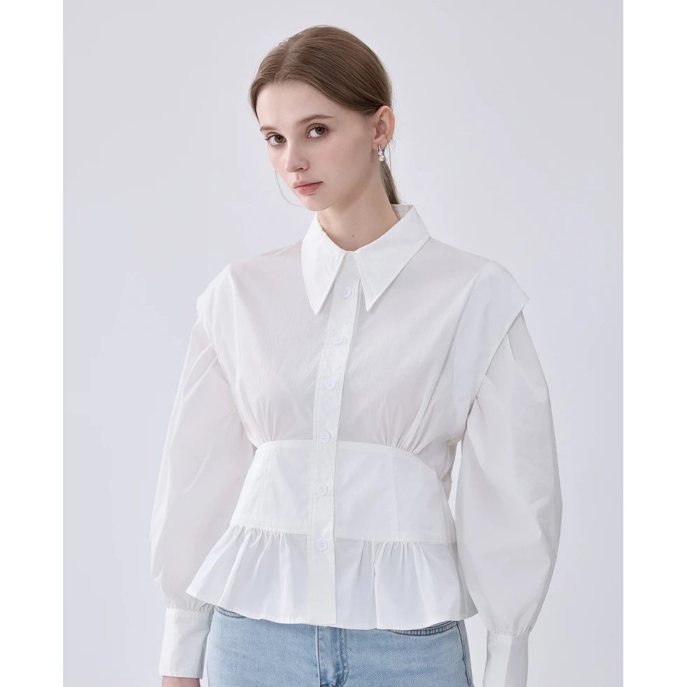 琳心丨气质白月光时尚法式设计感百搭气质收腰衬衫 0688