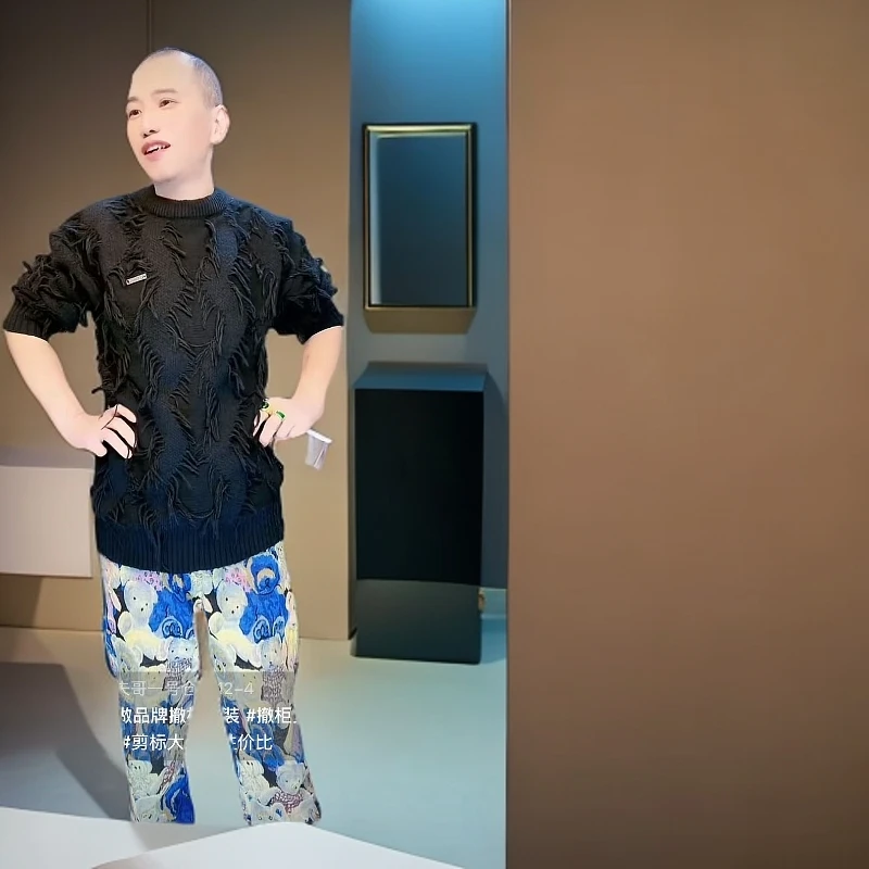 潮牌男装短袖T恤夏季破洞设计时尚潮流半袖