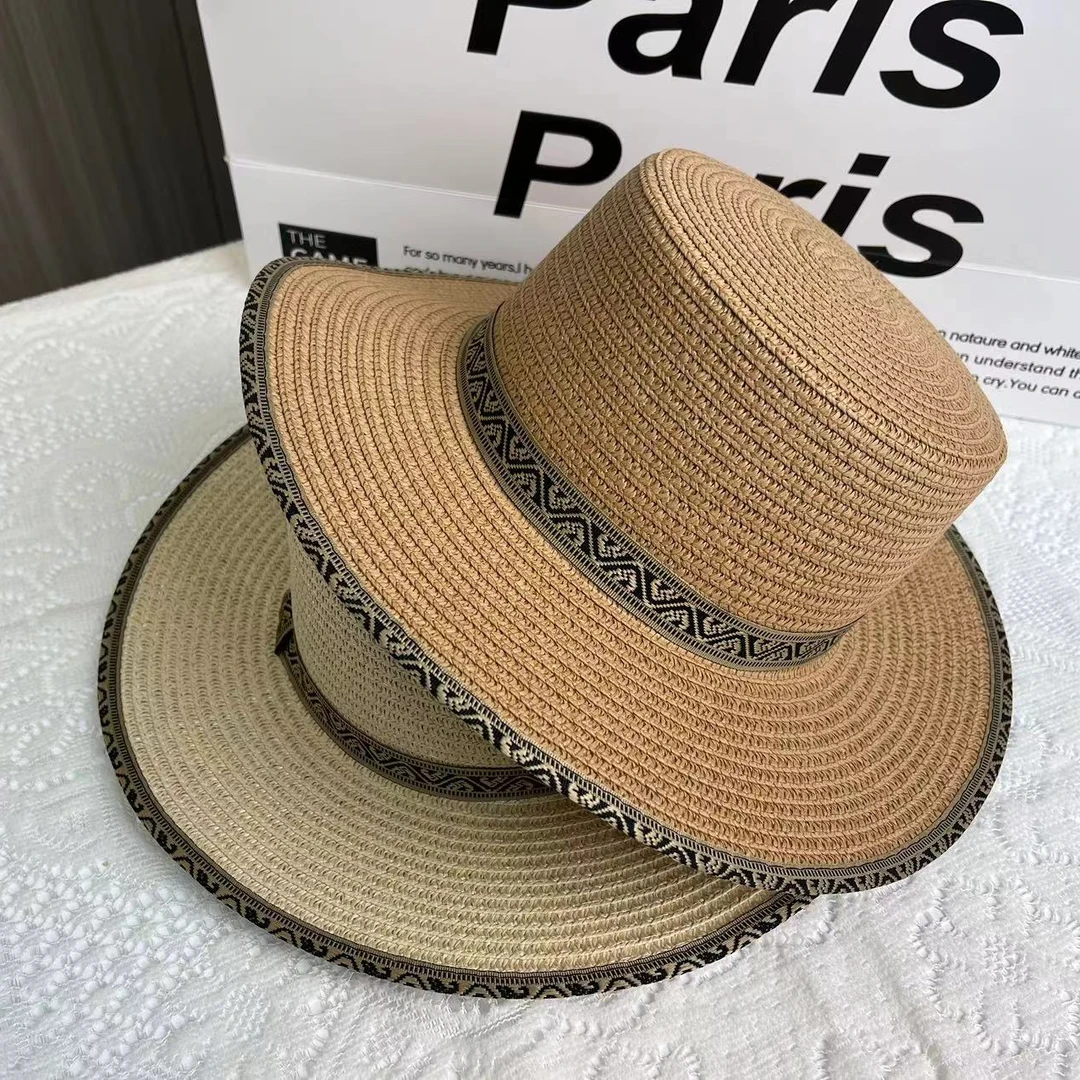 赫本风优雅蝴蝶结遮阳草帽女夏季出游度假田园风防晒渔夫礼帽