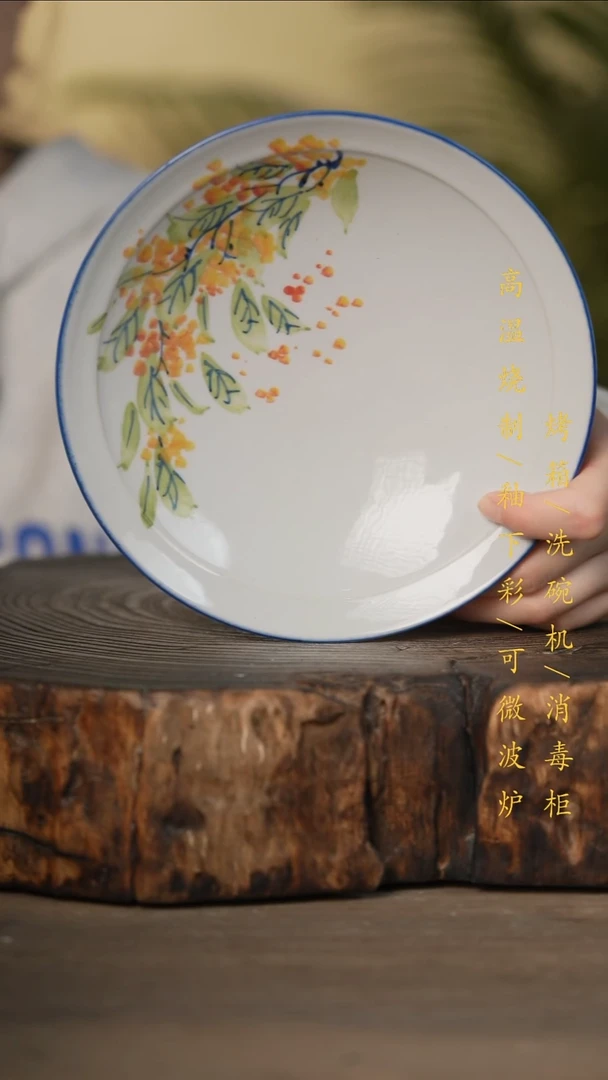 瓷片景德镇高温釉下彩可微波烤箱洗碗机