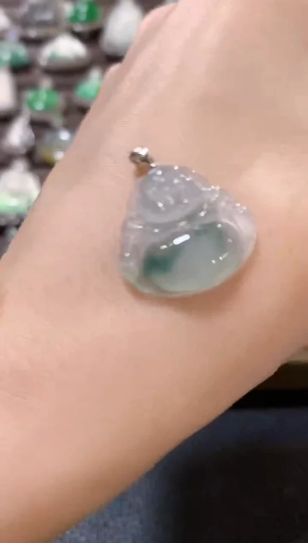 吊坠(不含链)18K金镶嵌翡翠a4