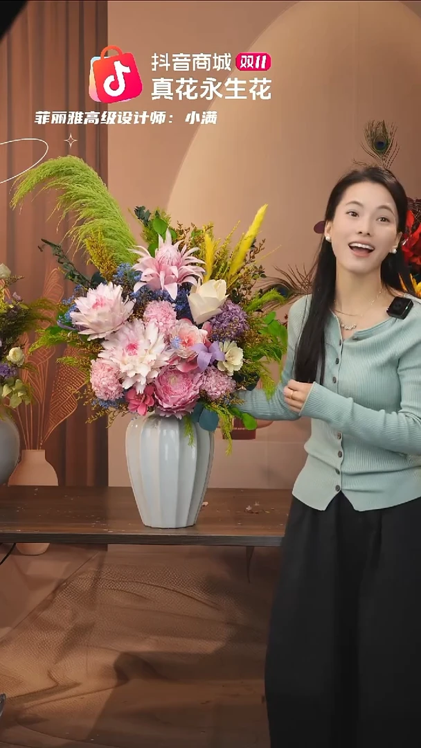 陶瓷图片款式：花+花瓶一整套