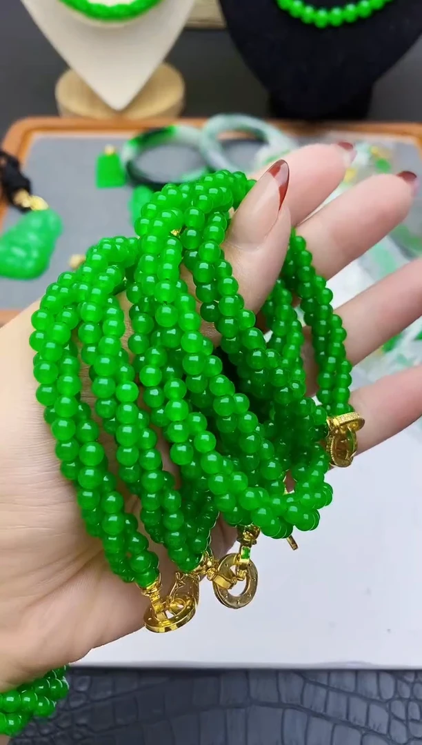 未镶嵌手链翡翠小米三圈扭扭手串