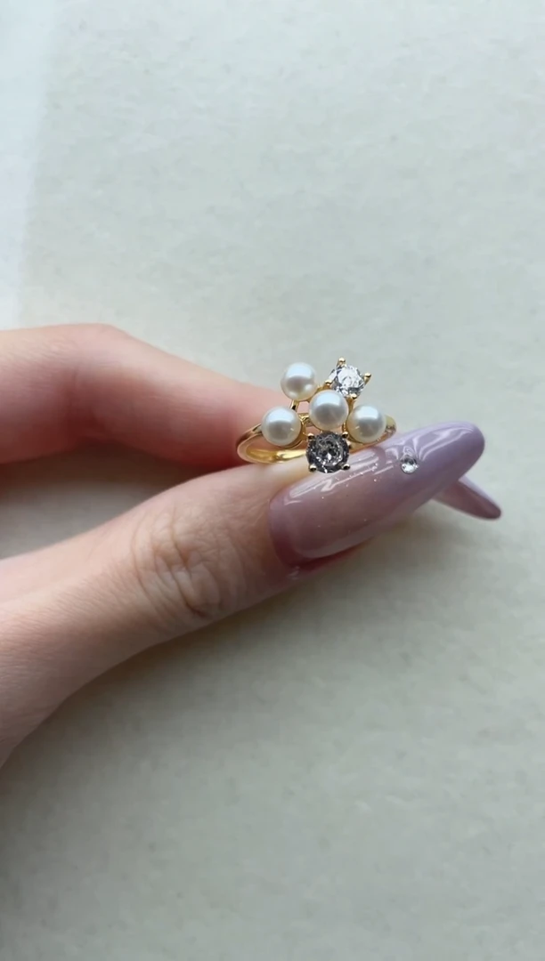 银S925镶嵌淡水珍珠戒指4