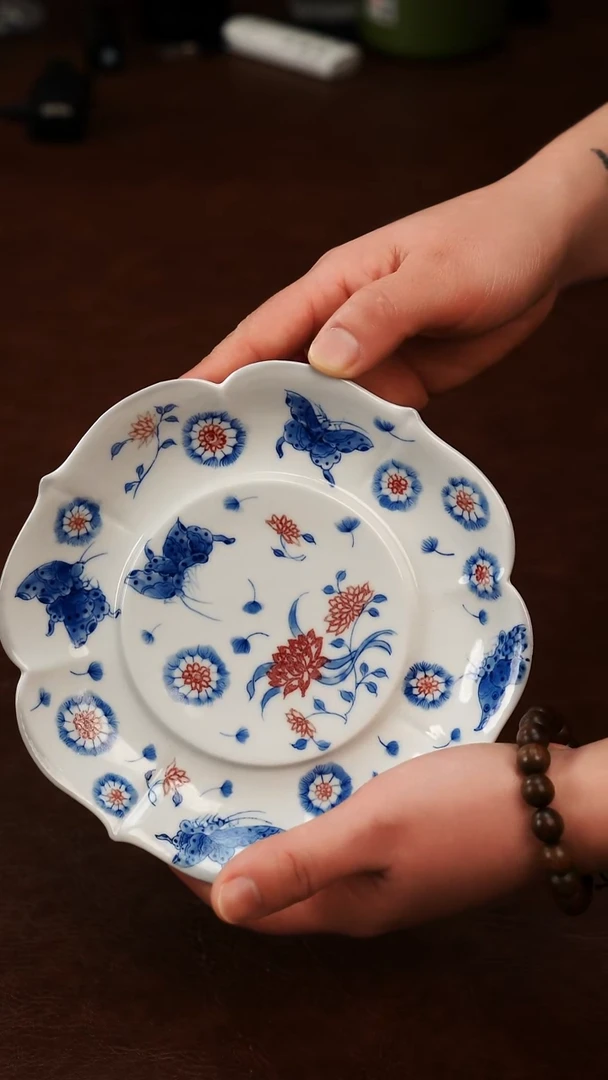 摆件陶景德镇瓷器，青花瓷手绘茶具~