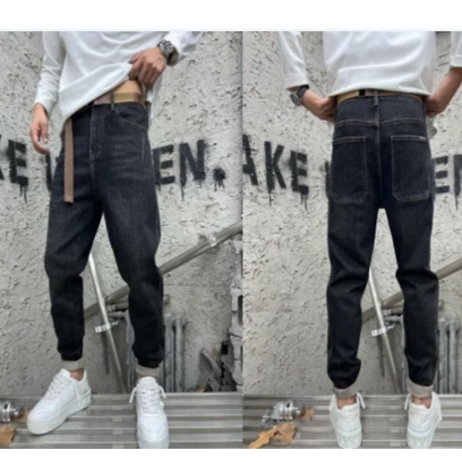 【胡轩工厂店】冬款小直筒水洗牛仔长裤S201444305102休闲时尚百搭