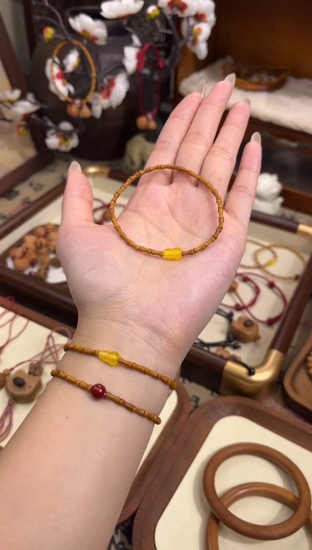 手串桃核【桃缘行】竹节「黄色葫芦」桃木桃核辟、挡、驱、护 备注手围