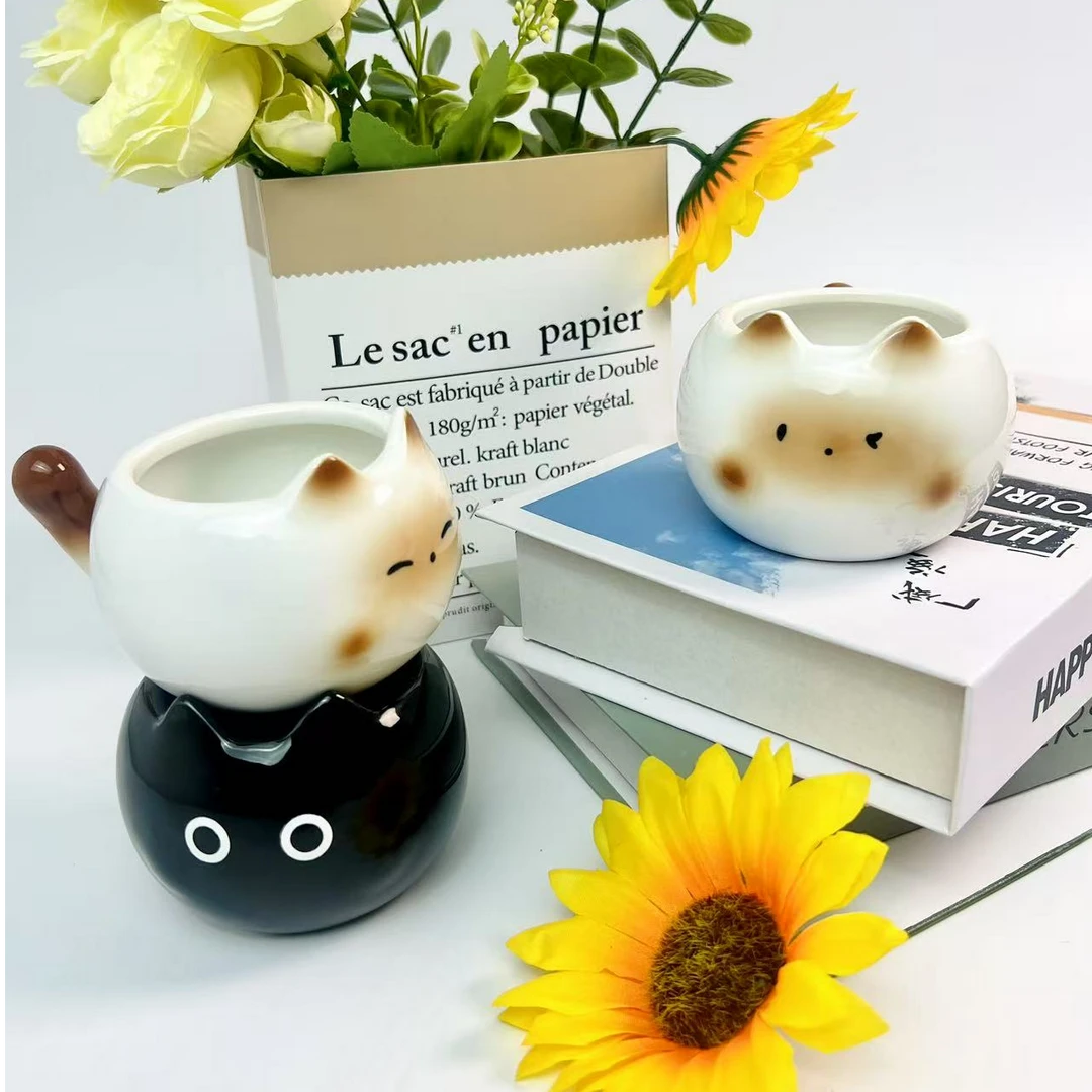 陶韵陶暹罗猫釉下彩办公家用伴手礼可爱高颜值陶瓷网红咖啡杯