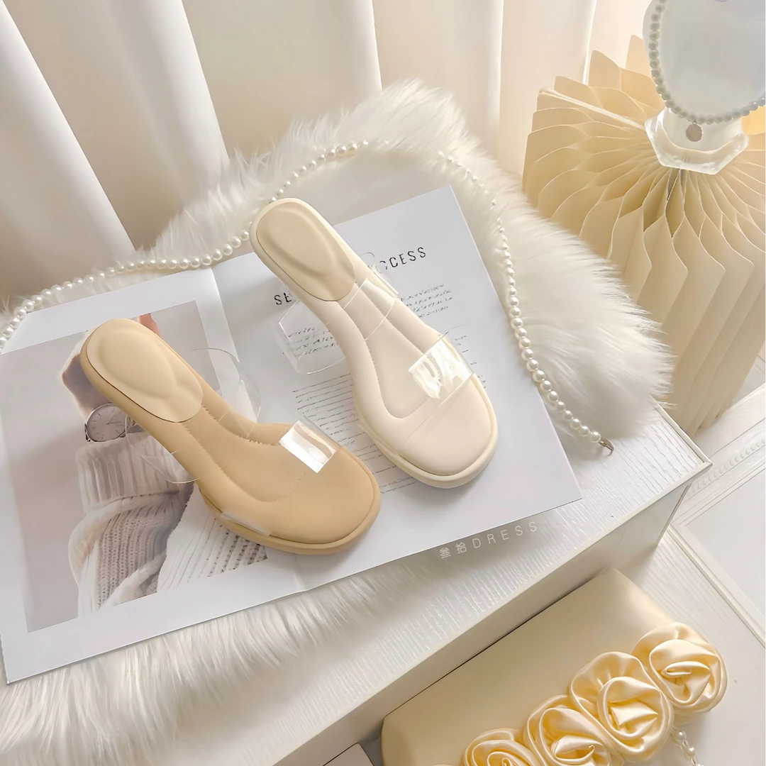 透明凉高跟鞋女夏2025年新款时尚夏季水晶高跟凉拖鞋女外穿凉鞋